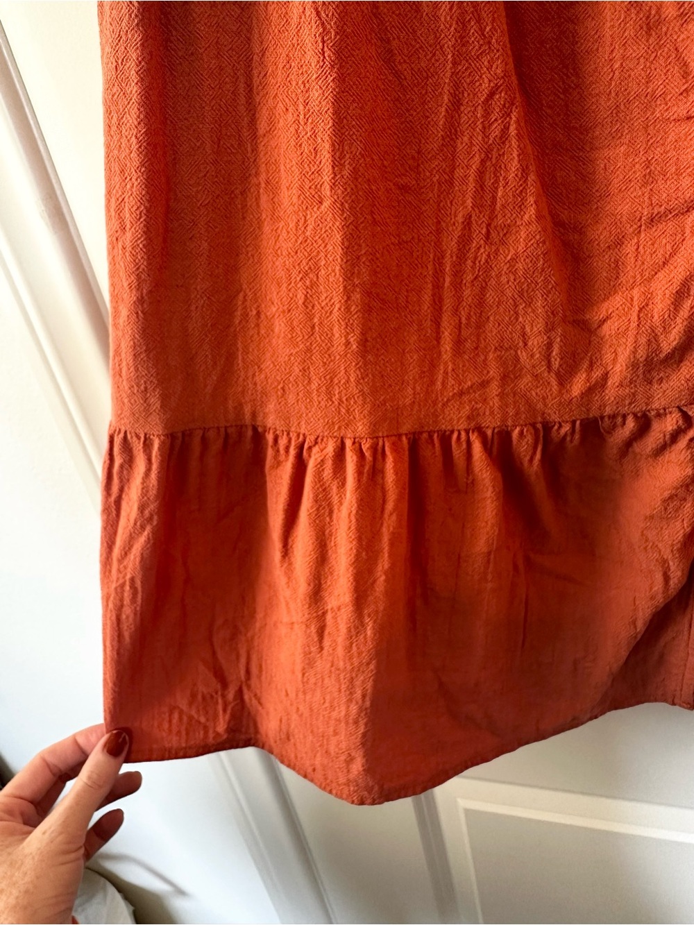 100% Cotton Universal Thread Rust Button-Front Ruffle Midi Dress XL - Picture 5 of 8